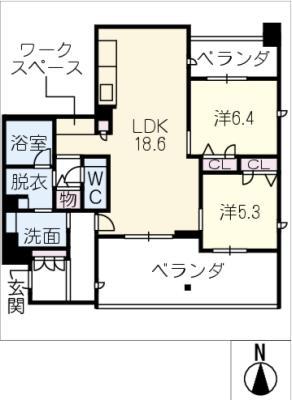 ウノディローロ(2LDK/2階)の間取り写真