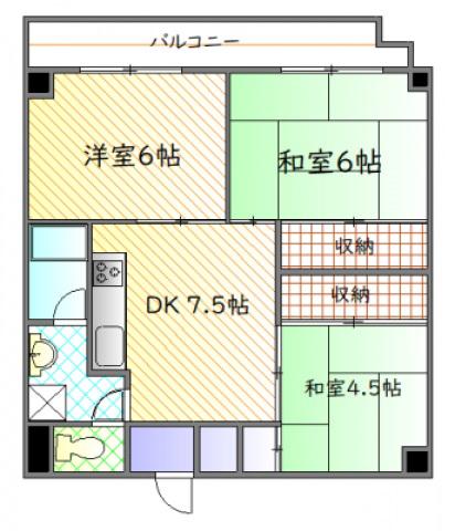 メゾンタツミ(3DK/3階)の間取り写真