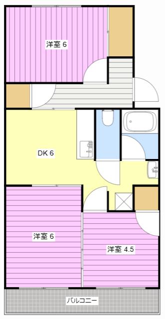 ヴィラナリー袋井(3DK/3階)の間取り写真