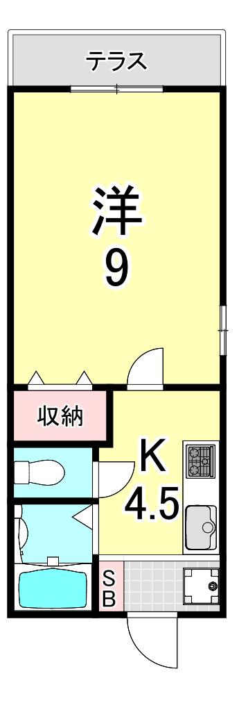 メゾン小百合園(1DK/1階)の間取り写真