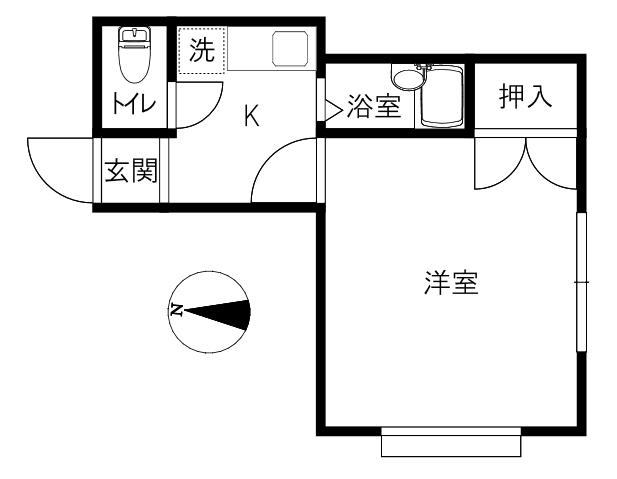 サントリーニI(1K/1階)の間取り写真
