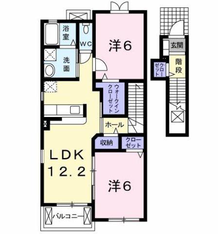 ソレアードB(2LDK/2階)の間取り写真