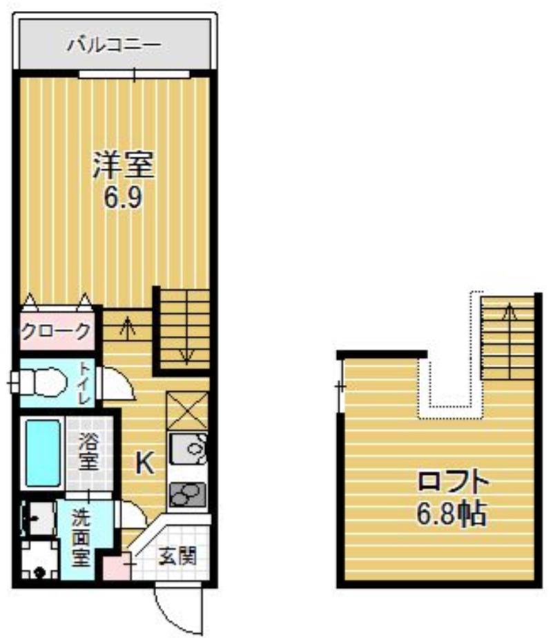 シャレオ湯町I(1K/1階)の間取り写真