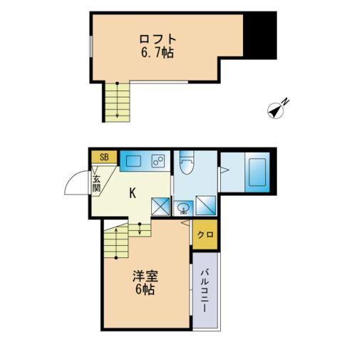 T.A次郎丸4丁目ⅢA棟(ワンルーム/2階)の間取り写真