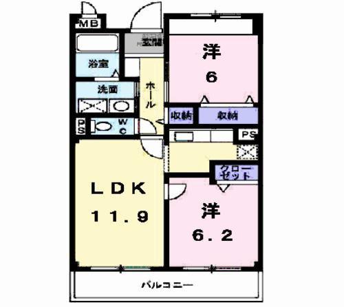 フォンテーヌ(2LDK/1階)の間取り写真