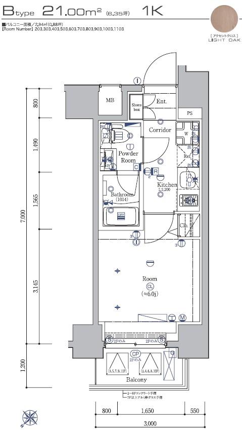 SYFORME KANNAI(1K/10階)の間取り写真