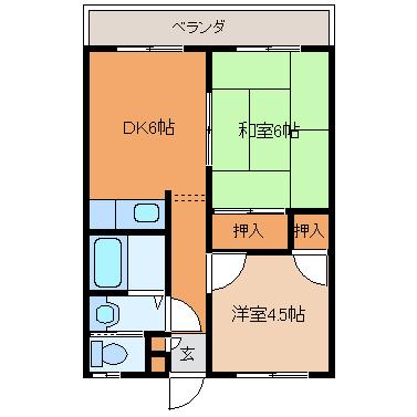M・BOX(2DK/2階)の間取り写真