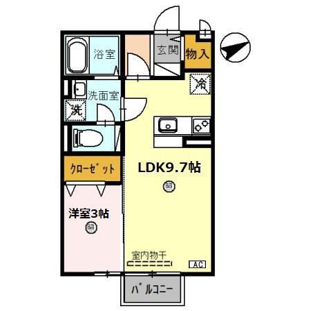 ウエストハイツ・セントラルハイツ ウエストハイツ(1LDK/2階)の間取り写真