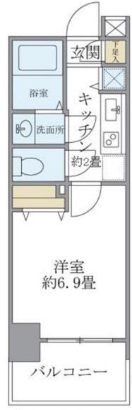 レジデンシア麻布十番(1K/7階)の間取り写真