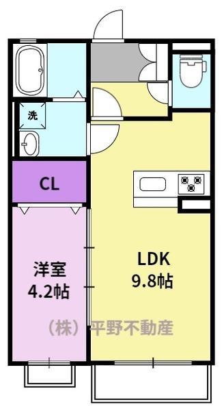 メゾンシュクレ(1LDK/2階)の間取り写真