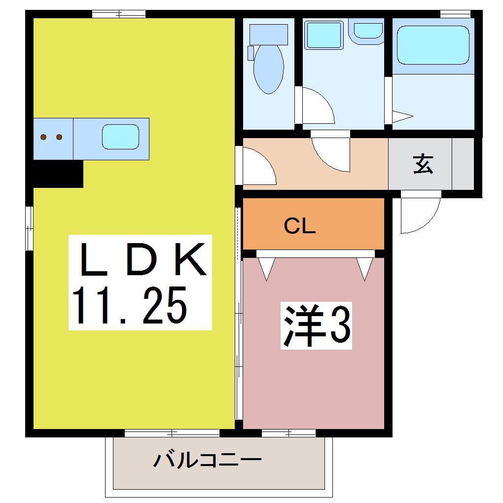 レ・ジーナ(1LDK/1階)の間取り写真