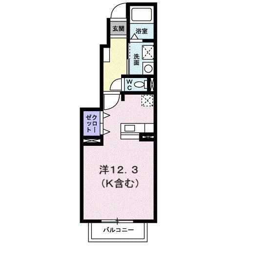 マガジーノクラII(ワンルーム/1階)の間取り写真
