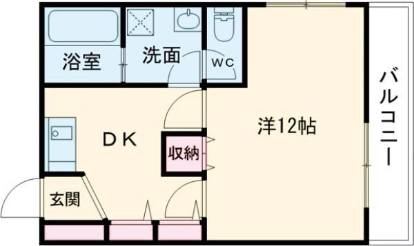 センチュリー金田H棟(1DK/2階)の間取り写真