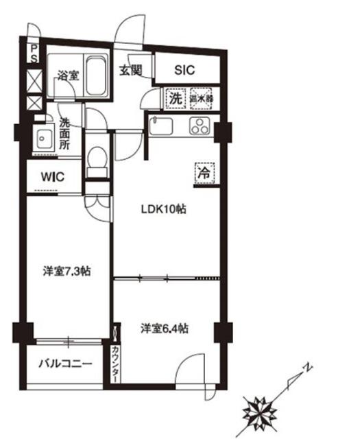 アーバンパーク代官山1(2LDK/2階)の間取り写真
