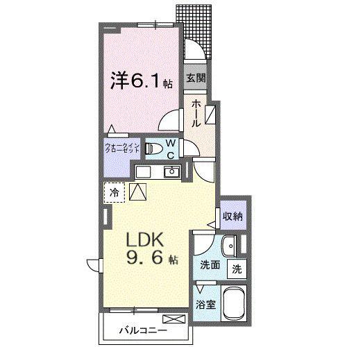 フィオーレ エム(1LDK/1階)の間取り写真
