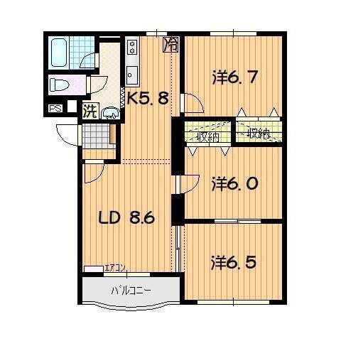 マンションリバー(3LDK/3階)の間取り写真
