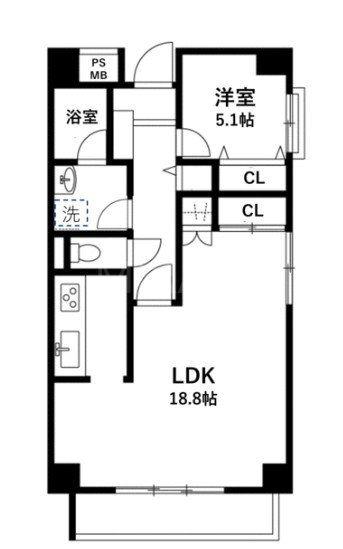ルクソール保土ヶ谷(1LDK/2階)の間取り写真