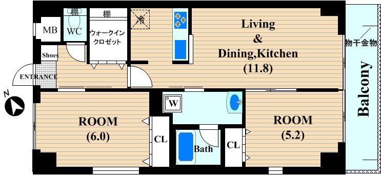 ポラール(2LDK/3階)の間取り写真