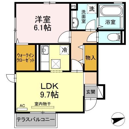 アローム A(1LDK/1階)の間取り写真