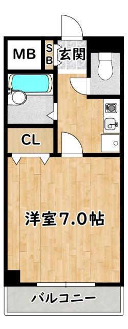 カーサグランテ竹島(1K/2階)の間取り写真