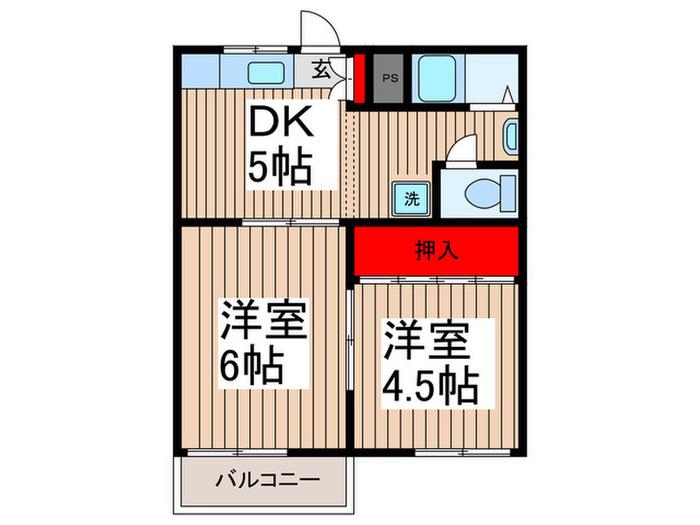 松田コ―ポ(2DK/1階)の間取り写真