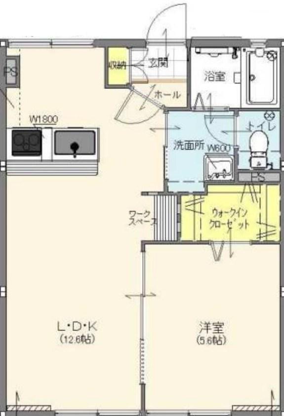シティハイム ワイエスケー 1(1LDK/1階)の間取り写真