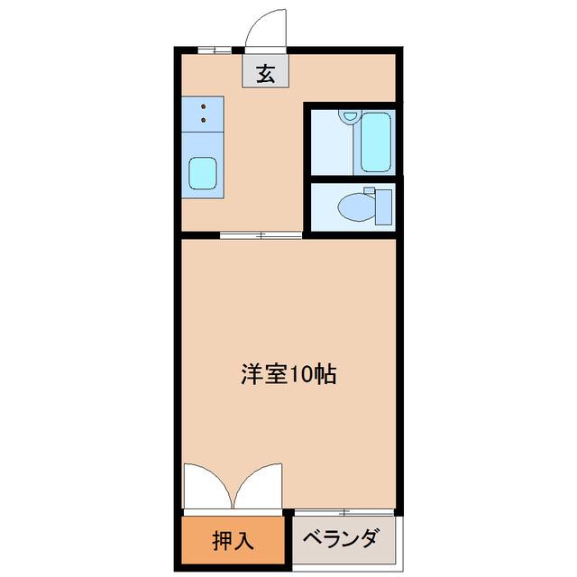 万葉線 中新湊駅 徒歩10分 2階建 築37年(1DK/1階)の間取り写真