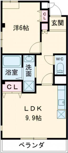 クレアトール(1LDK/2階)の間取り写真