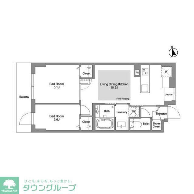 コンフォリア・リヴ文京千駄木(2LDK/3階)の間取り写真