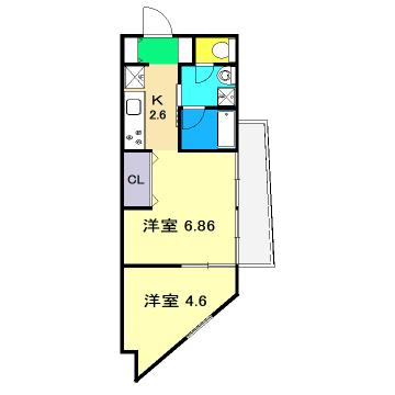 ノアール(2K/2階)の間取り写真