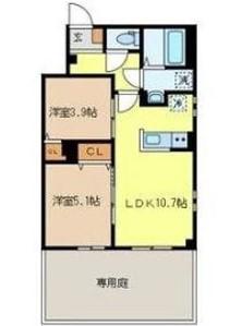 都営三田線 千石駅 徒歩4分 4階建 築13年(2LDK/1階)の間取り写真