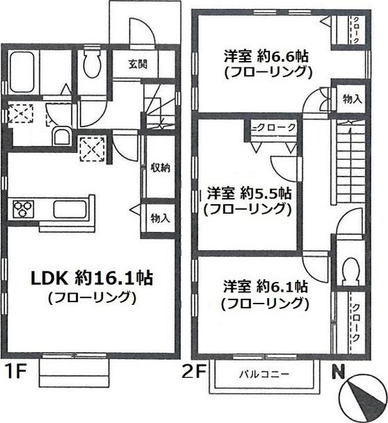 ソリアード片倉C(3LDK/1階)の間取り写真