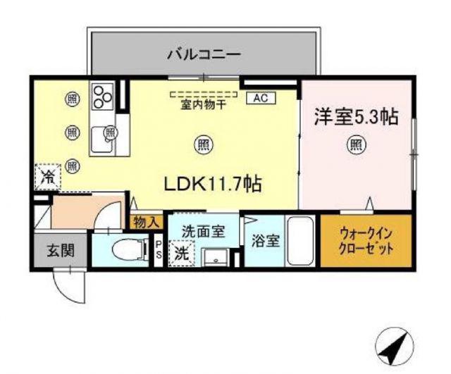 AMレジデンス出雲(1LDK/3階)の間取り写真