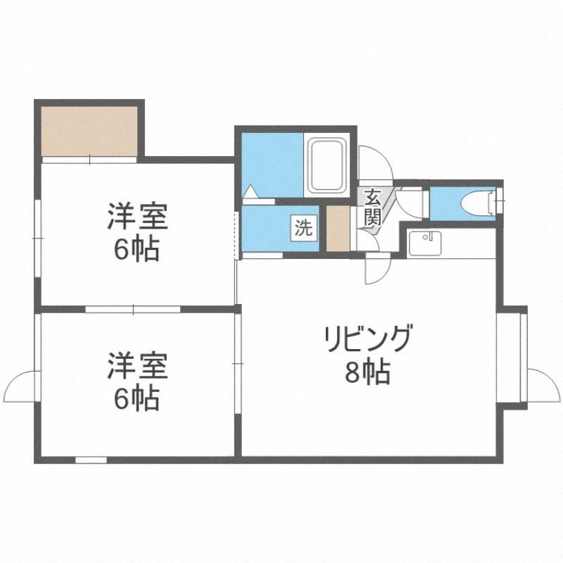 フォーサイト新琴似(2LDK/2階)の間取り写真