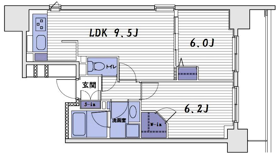 エスティメゾン大島(2LDK/15階)の間取り写真