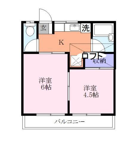 コスモパレス八千代(2K/1階)の間取り写真