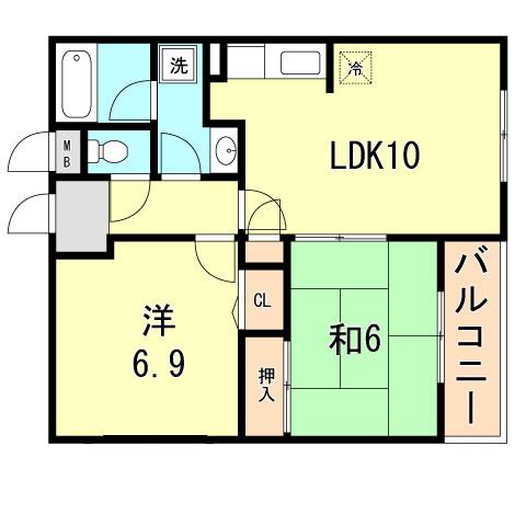 REGULUS須磨寺(2LDK/1階)の間取り写真