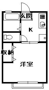 クレールハサマ(1K/1階)の間取り写真