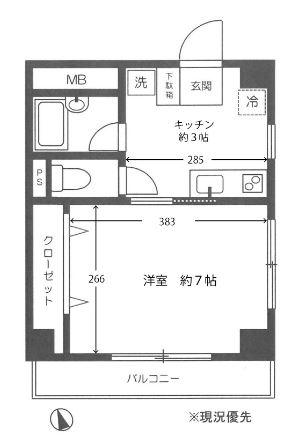 セラクール(1K/1階)の間取り写真
