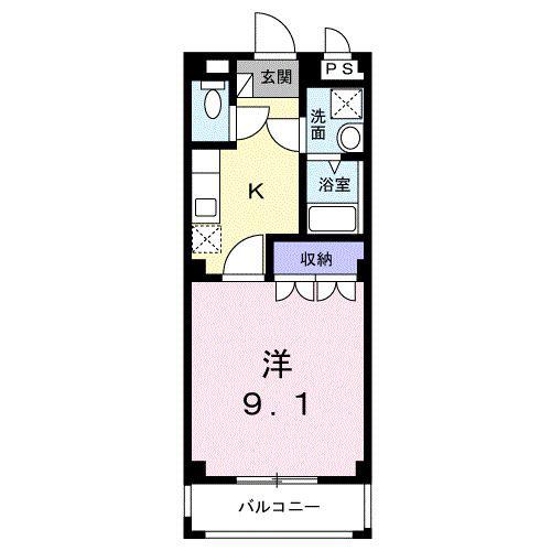 フィールド・IA(1K/1階)の間取り写真