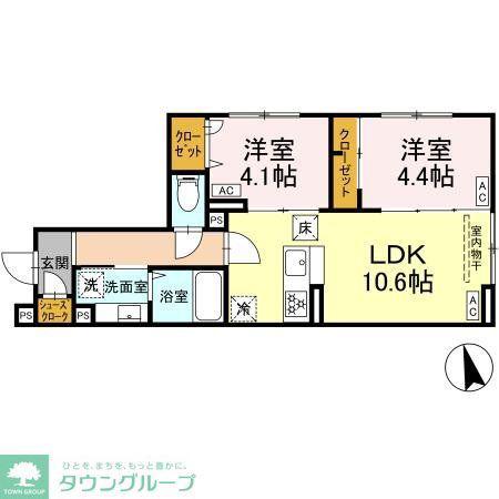 グラナーデ祖師谷(2LDK/1階)の間取り写真