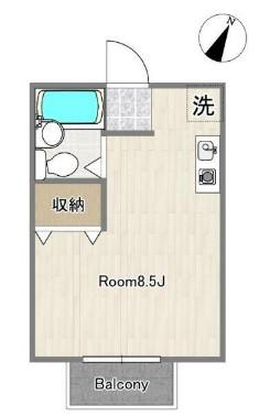 パークハウスF(ワンルーム/2階)の間取り写真