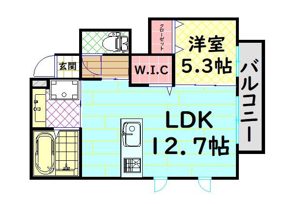 フェリオ A棟(1LDK/1階)の間取り写真