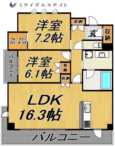 パークアベニュー覚王山(2LDK/6階)の間取り写真