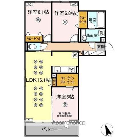 トリシア寺塚(3LDK/2階)の間取り写真