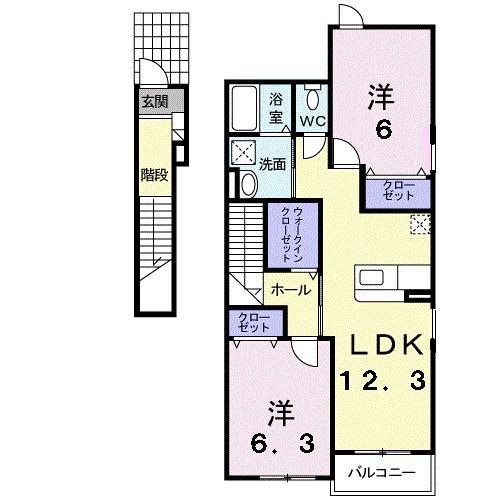 KUREMATHISS A(2LDK/2階)の間取り写真