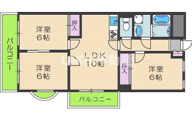 ルミエール天王寺(3LDK/4階)の間取り写真