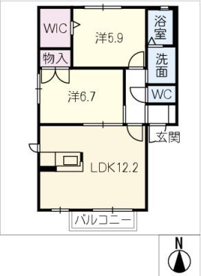 セントフォーレス F(2LDK/2階)の間取り写真