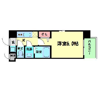 ドルチェヴィータ北浜(1K/10階)の間取り写真