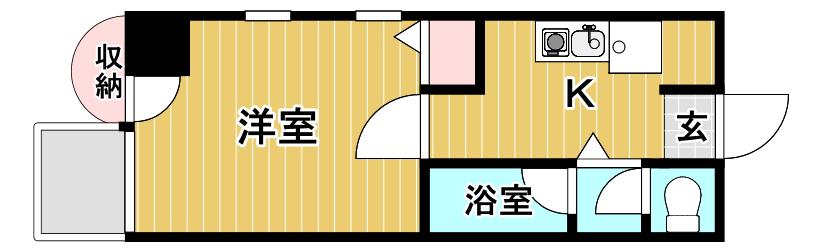 オーキッドコート西大橋(1K/2階)の間取り写真
